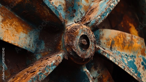 Close-Up of a Weathered and Rusty Windmill Blade, Showing the Effects of Age and Oxidation