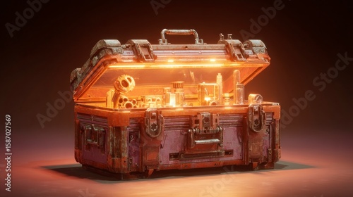 Open treasure chest full of tools