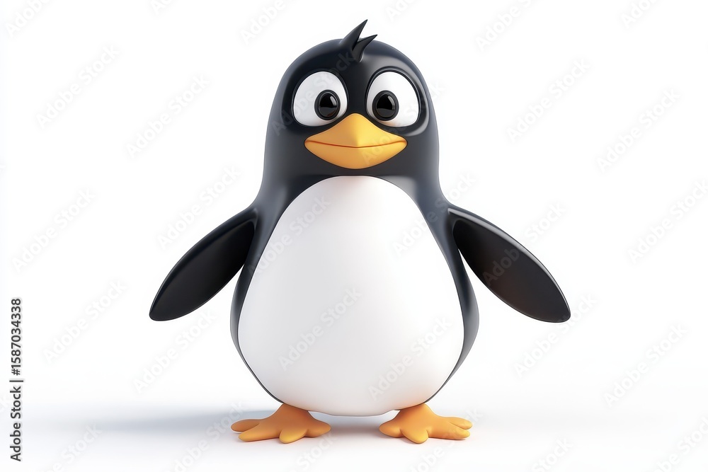 Fototapeta premium Penguin isolated in 3d cartoon character on white background
