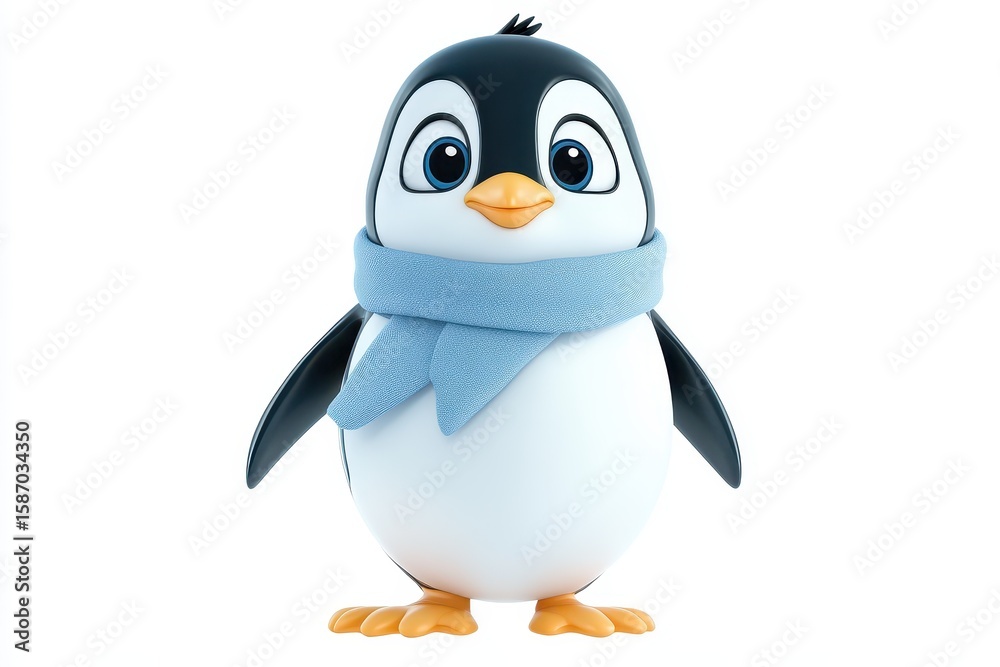 Fototapeta premium Penguin isolated in 3d cartoon character on white background