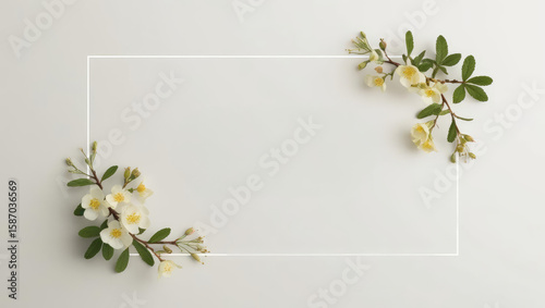 Minimalist Floral Frame with Copy Space: Lingonberry and Primrose Corner Accents for Elegant Designs