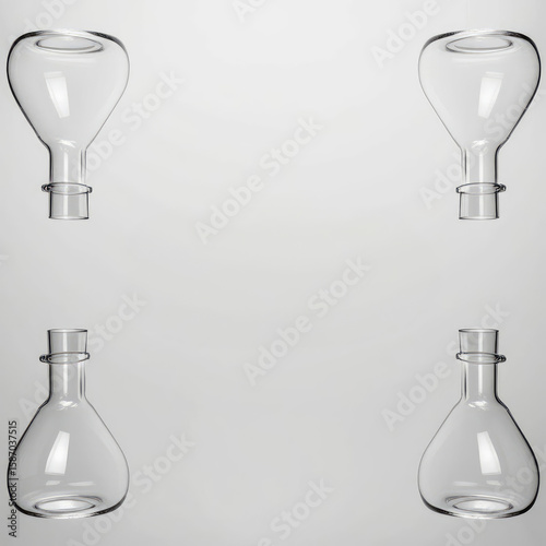 Minimalist Background with Flasks Framing Copy Space, Ideal for Science or Product Presentation
