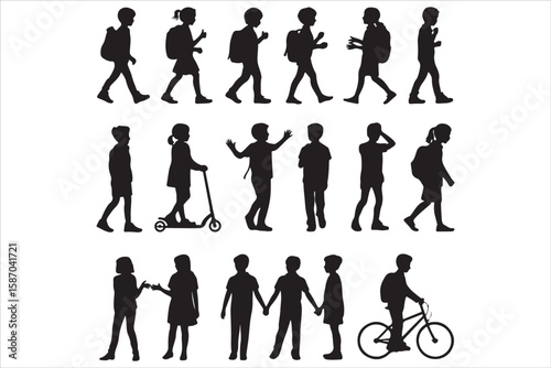 Modern Education Vector Icons – Male & Female Student Characters