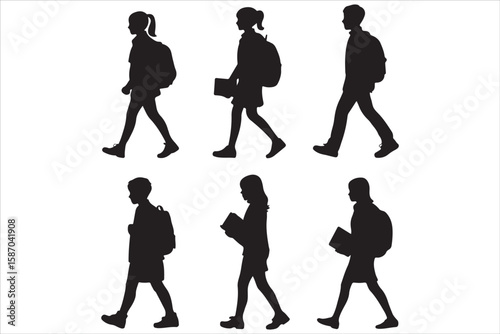 Modern Education Vector Icons – Male & Female Student Characters