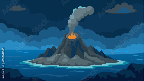 The ocean surrounding the island is deep blue but as it nears the shore it becomes an eerie shade of grey from the volcanic ash.