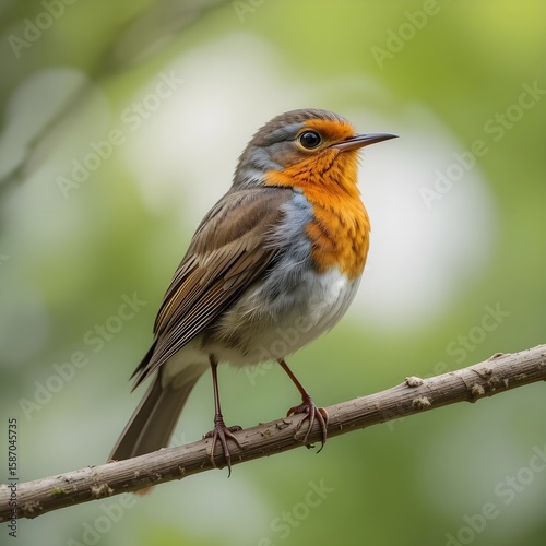 Robin (Erithacus rubecula) Isolated on Transparent PNG Background — Detailed Illustration of the European Robin Bird