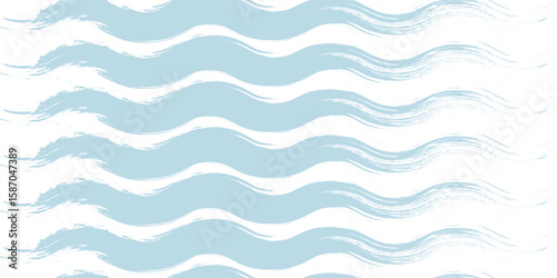 Seamless Wave Pattern, Hand drawn water sea vector background. Wavy beach print, curly grunge paint lines, abctract ilustration.