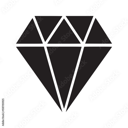 Isolated black diamond illustration with geometric shapes on a white background design element