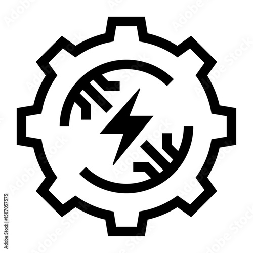Icono de automatización. Procesos automáticos y eficiencia tecnológica. Engranaje con un rayo. Ilustración vectorial