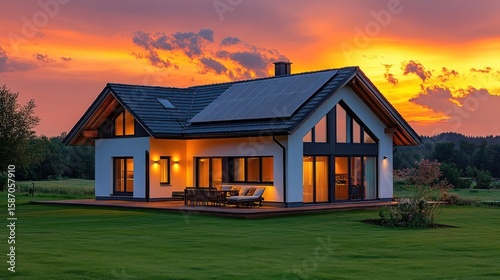 sunset in the village
