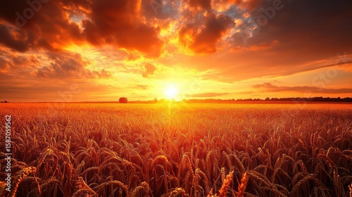 wheat field at sunset