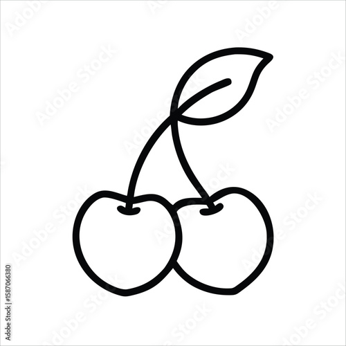 Simple Cherry Line Icon