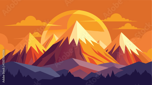 The rising sun casts a warm glow over the snowcovered peaks turning the landscape into a golden wonderland.