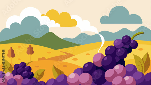 The scent of freshly picked grapes fills the air mingling with the earthy smells of the countryside.