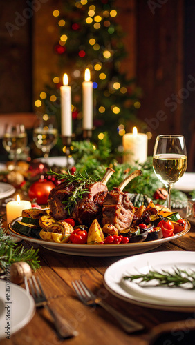 christmas dinner table setting