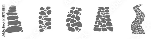 stone path walkway texture vector set collection - curved and straight stone path