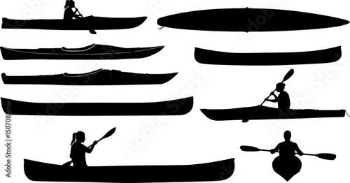 Kayak silhouettes, Canoe silhouette, Woman kayaking silhouette, Kayaking silhouette, Kayak SVG, Kayak vector set