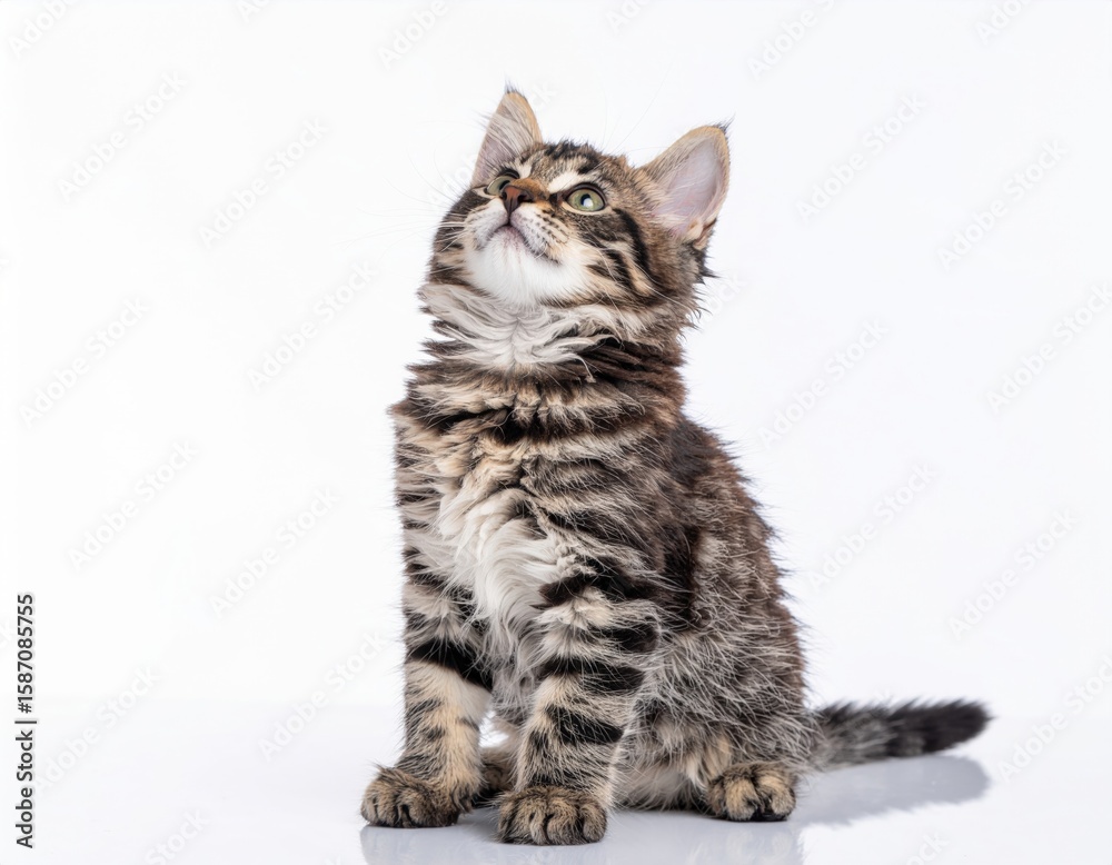 Naklejka premium Adorable kitten looking up