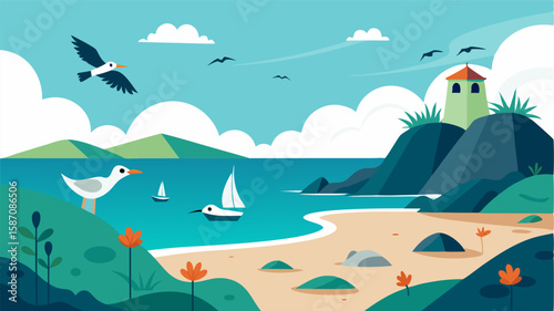 The salty breeze carries the distinct calls of seabirds adding to the symphony of nature in this unique coastal environment.