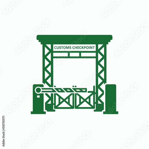 A green icon representing a customs checkpoint with a barrier gate and overhead structure