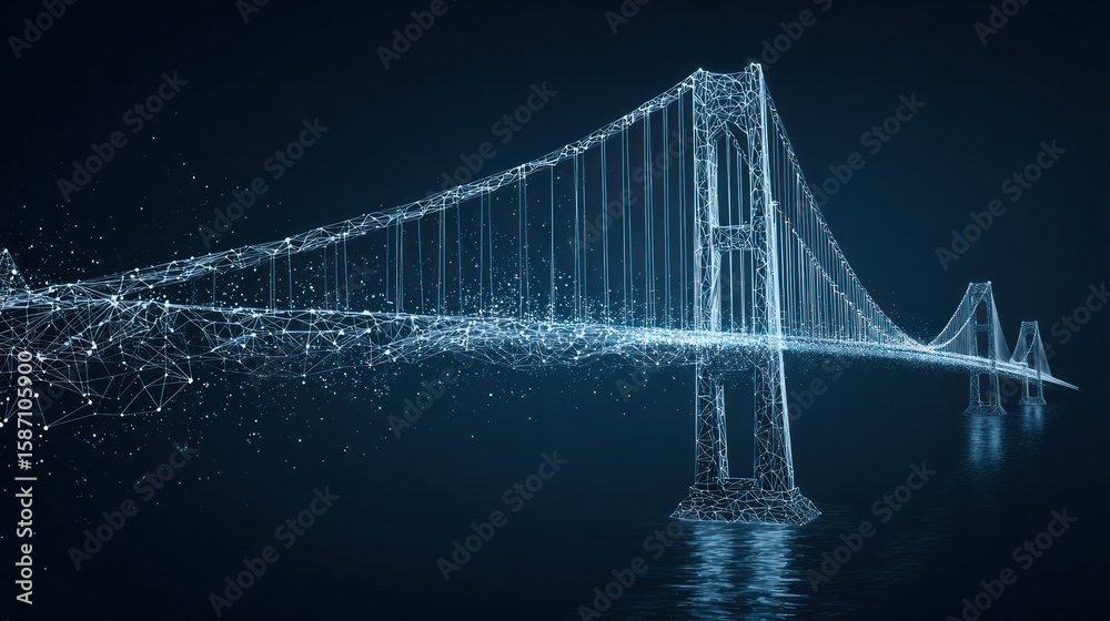 Fototapeta premium Abstract wireframe bridge design