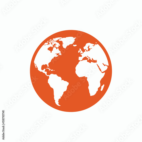 An orange and white globe icon representing the Earth with continents visible