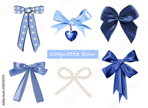 Coquette Bow Collection Elegant Satin Ribbons and Pearl Embellishments