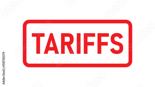 US import export tariffs text on red and white background. US Trade War Theme