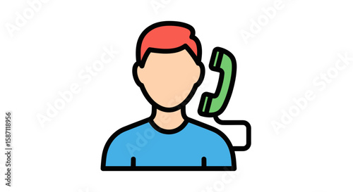 Man receiving a phone call, simple icon illustration.