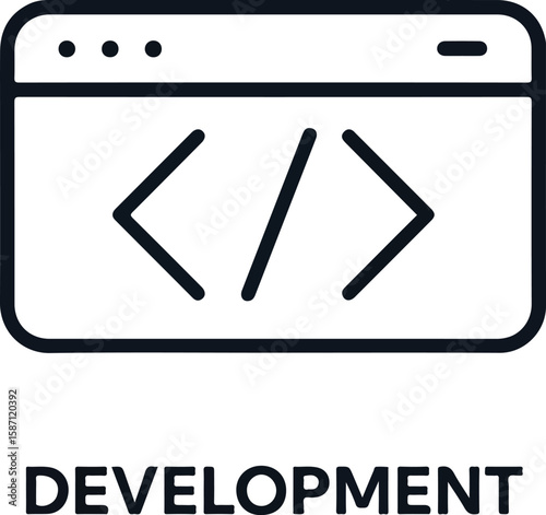 Programming and software development concept editable stroke outline icon isolated on white background vector illustration