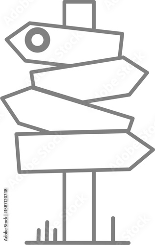 Simple illustration of a directional signpost with multiple blank arrow signs.