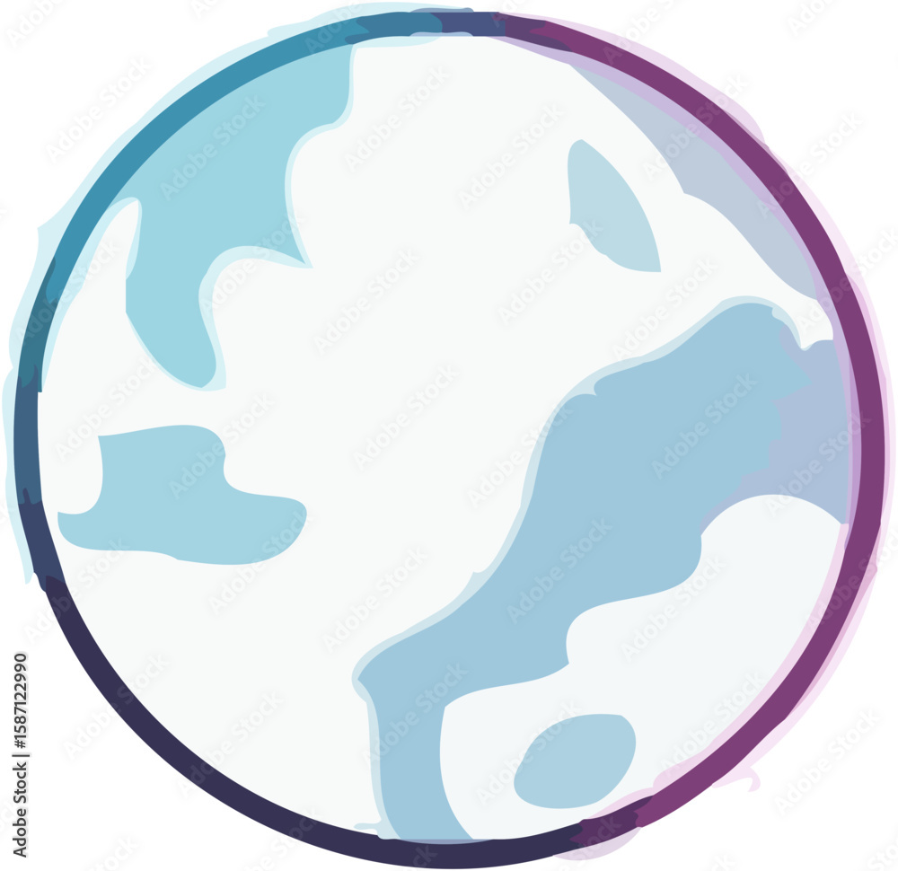 Obraz premium A stylized, outlined illustration of the Earth, with soft pastel color gradients.