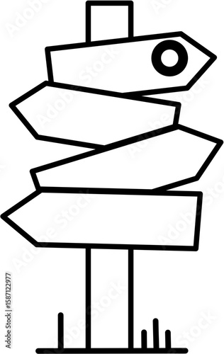 Simple illustration of a signpost with four blank arrow signs pointing in different directions.