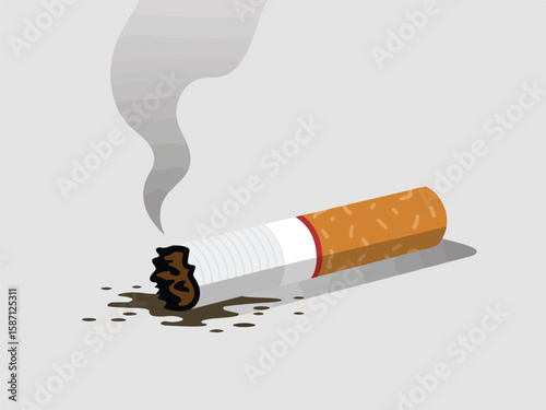 Smoldering Cigarette Vector Art Visuals Of Unhealthy Lifestyle & Habits,Smoking Still Kills