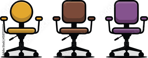 Vibrant Office Chair Vector Set Ergonomic designs for workspaces, study rooms in multiple colors.