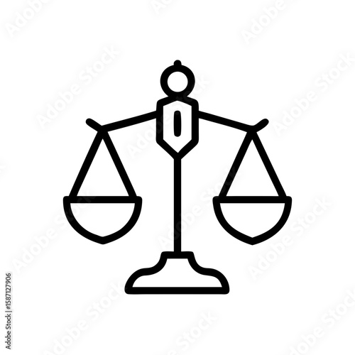 An emblem of justice. The scales, depicted with a clean, minimalist aesthetic, stand as a symbol of legal precision and balanced judgment, inviting viewers to contemplate fairness, law.