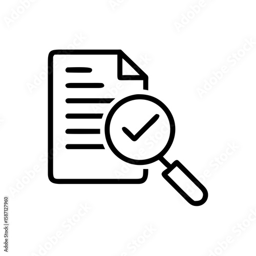 A detailed depiction of a document, magnified under a magnifying glass, showcasing an essential concept, presented in a simple, yet elegant design.