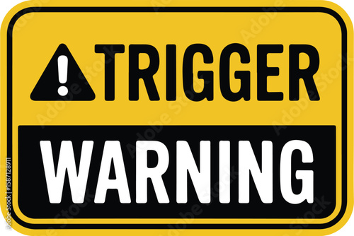 Caution Vector Trigger Warning in Yellow, Safety Alert, Editable Graphic Icon, and Symbol 