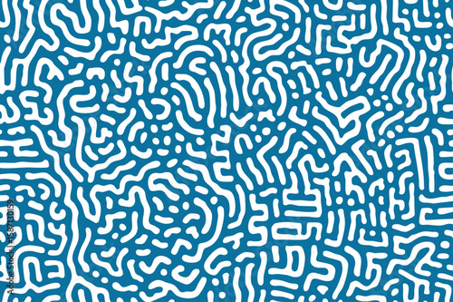 Abstract vector pattern with irregular white maze lines on teal background for textile, wallpaper, or digital backdrop use