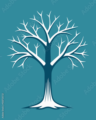 Stylized bare tree design presents a clean, modern graphic element, perfect for simple logos, seasonal themes, and arboreal design elements.