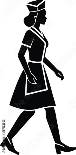 Housemaid Holding Cloth Silhouette