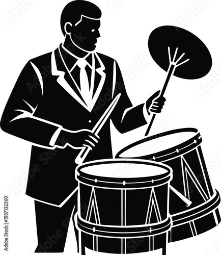 Jazz Drummer Playing Snare Silhouette