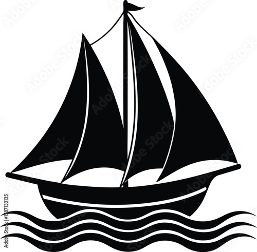 Double Sailboat Illustration Silhouette