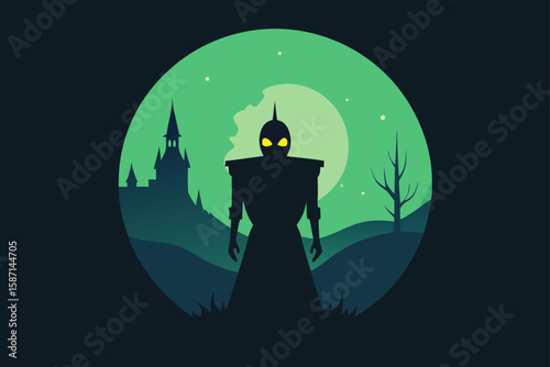 Creepy Silhouette of Glowing Cauldron