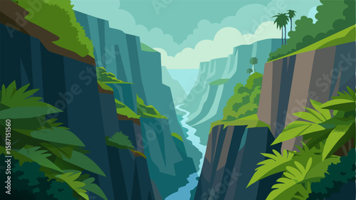 The steep walls of the canyon are adorned with moss and ferns creating a lush and vibrant ecosystem that thrives in the damp environment.