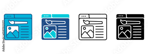 Painting Icon Set With Multiple Styles. Vector Illustration