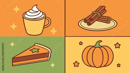 Autumn harvest treats and spices thanksgiving pumpkin