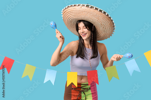 Young woman with sombrero, ...