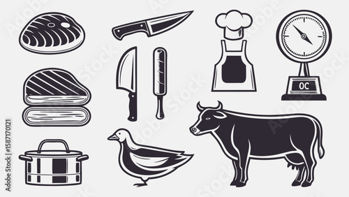 Meat preparation and cooking elements steak knives