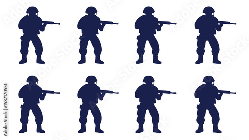 Soldiers holding rifles military uniform